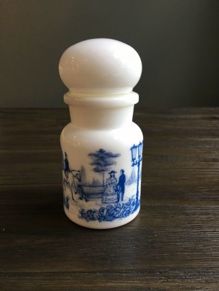 Vintage Apothecary White Milk Glass Bubble Top Belgium Bottle Container 7 " H