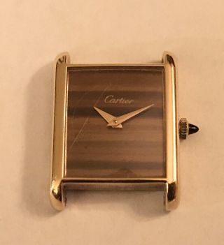 Vintage Cartier 17j 18k Gold Plated Womens Or Small Mens Watch Circa 1980s