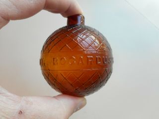 Antique Bogardus Glass Target Ball.  Early Medium Amber Bogardus Target Ball