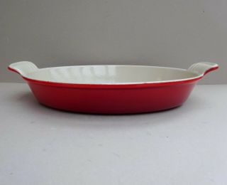 Vintage Le Creuset Cast Iron Oval Gratin Baking Dish - Red 24 Cm