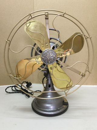 Vintage / Antique Ge 12” Brass Blade,  Brass Bell Fan