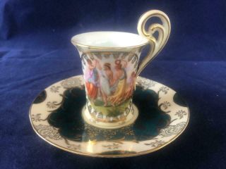 Fine Vintage Royal Vienna Bohemian Porcelain Cup And Saucer.  1.