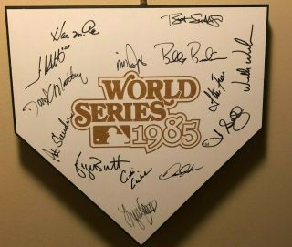 1985 Royals World Series Team Signed Home Plate Brett White Wilson Mcrae,  Auto