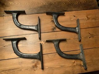 4 Vintage Cast Iron Industrial Shelf Brackets - 8 1/2”x 7”