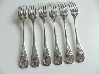 Set Of 6 Christofle Silver Plate Dessert Forks 7 1/4 ".  18,  5 Cm (set 2)