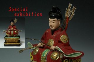 Japan Antique Edo 右大臣 Samurai Doll Yoroi Kabuto Tsuba Koshirae Gyoku Katana 武将