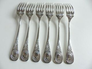 Set Of 6 Christofle Silver Plate Dessert Forks 7 1/4 ".  18,  5 Cm (set 1)