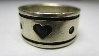 Sterling Silver Estate Vintage Southwest Hearts And Circles Band Ring Size 8.  25