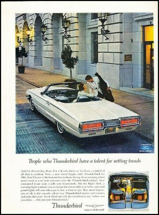 1964 Ford Thunderbird Convertible Vintage Advertisement Print Art Car Ad J335