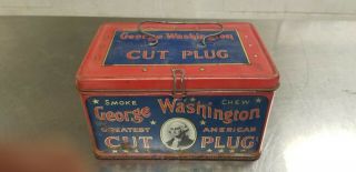 Vintage Advertising Tin George Washington Cut Plug Tobacco Pail
