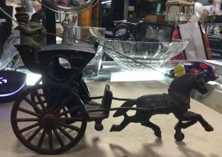 Vintage Cast Iron Horse & Carriage With Driver 8 " X5.  5 " X5.  25 "