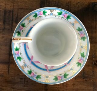 Set Vintage ROYAL VIENNA PORCELAIN Fluted CUP Demitasse & SAUCER Floral Design 2
