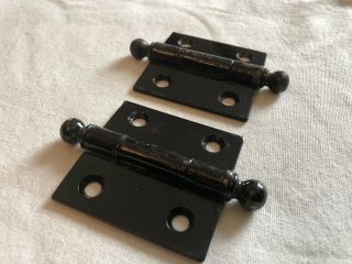 2 Vintage Square Stanley Sw Sweetheart Door Cupboard Hinges Cannon Ball Ends