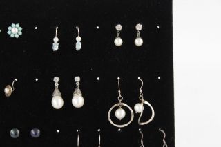 20 x Vintage.  925 Sterling Silver FANCY PEARL EARRINGS inc.  Studs & Drops (35g) 3