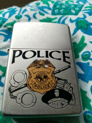 Police Zippo Lighter Never Been Or Fueled Comes With Insert