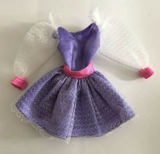 Vtg Barbie 80s Doll Dress Purple Club Dress No Label Pink Metallic Lace