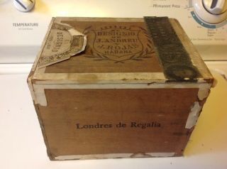 Vintage Wooden Cigar Box; Flor Fina “el Designio De J.  Andreu & J.  Rojas” Habana