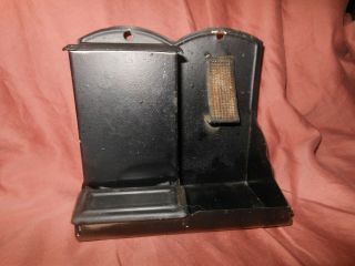 Vintage Tin Metal Wall Mount Match Box Stick Wood Matches Holder W Side Striker