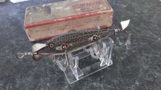 Heddon’s Dowagiac Green Fancy Back Minnow 150,  Antique And Rare