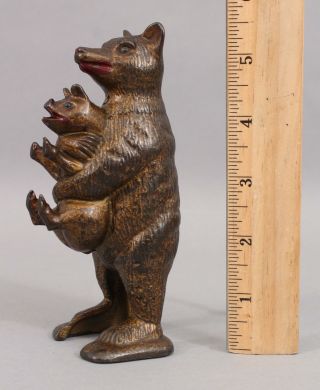 Rare Antique Cast Iron Bear Stealing Pig Figural Still Bank,