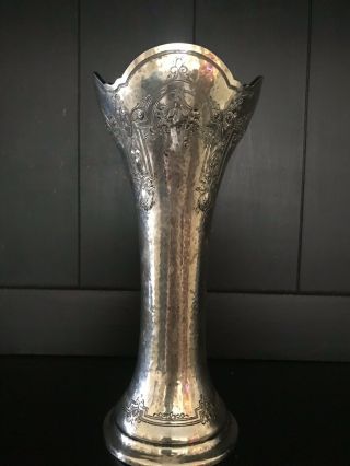 Grogan Company Sterling Silver Embossed/monogrammed Scalloped Edge Vase