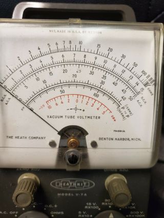 Vintage Heathkit Model V - 7A Vacuum Tube Voltmeter W/RF Probe,  Hight Voltage. 2