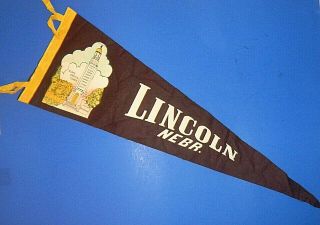 Extra - Large Vintage Souvenir Pennant Fm " Lincoln / Nebr.  " - 26 "