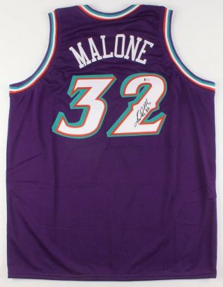 Karl Malone Autographed Utah Jazz Jersey Bas Authentic Nba Superstar Gorgeous