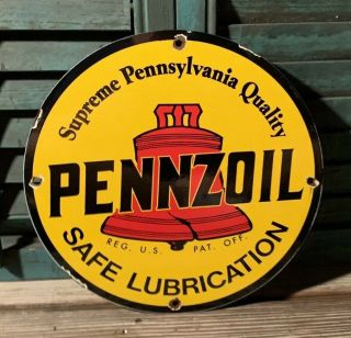 Vintage Pennzoil Porcelain Sign Gas Service Station Pump Plate Motor Oil