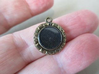 Antique Vintage English Victorian Mourning Hair Gold F Fob Locket Charm Pendant