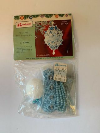 Vintage 1973 Leewards Blue Sky Mini Boutique Beaded Ornament Kit 16 - 46991 -