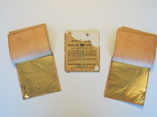 3 Vintage " Composition " Gold Leaf Booklets 1 Hastings 2 Unmarked