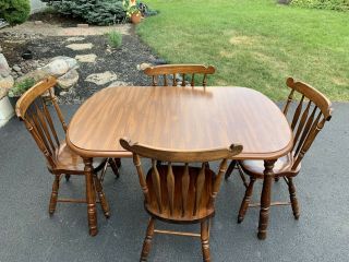 Vintage Solid Wood Table And 5 Chairs