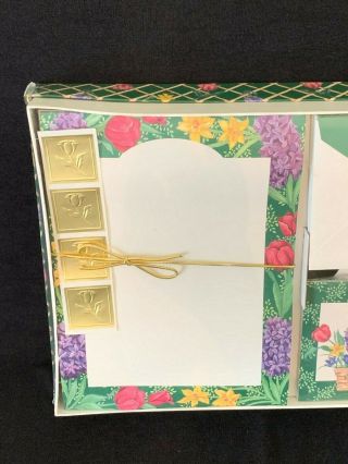 Vintage Stationery Box Set Letter Writing Paper Note Cards Tulips Daffodils 2