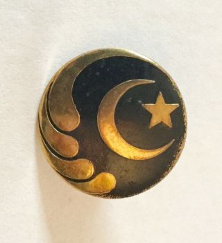 Old Crescent Moon Star Deccan Color Tint Metal Medium Vintage Button Backmark