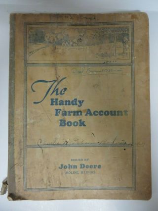 Vintage 1938 John Deere Handy Farm Account Book Ledger Handwrittten Expenses