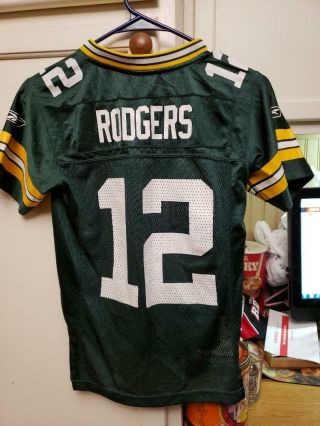 Pre - Owned Nfl Green Bay Packers Qb Aaron Rodgers 12 Jersey Youth Size Small (8)