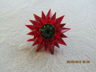 Vintage Double Row Matchless Christmas Star Light Red/green Czech Cut Glass