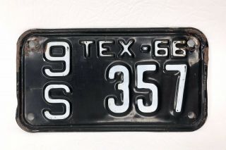 Antique Vtg 1966 Small Texas License Plate 9s 357 Tex 66 60 