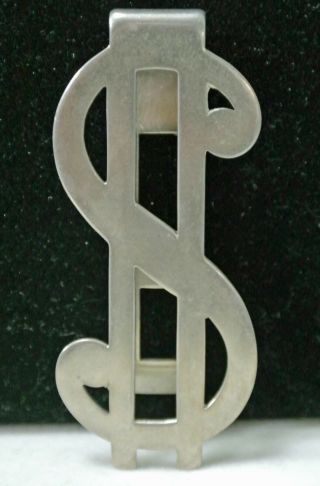 Vintage Swank Dollar Sign 925 Solid Sterling Silver Money Clip