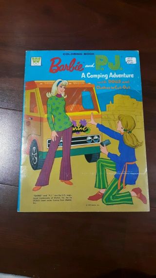 Vintage 1973 Barbie And Pj Coloring Book With Paper Dolls,  Whitman,