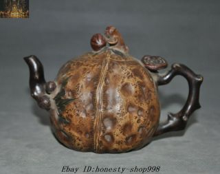 7 " Marked Old Chinese Yixing Zisha Pottery Carved Monkey Teapot Tea Pot Tea Set