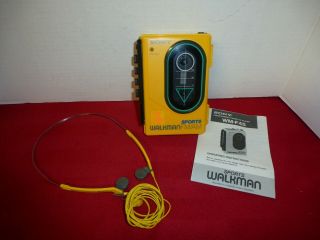 Vintage Yellow Sony Wm - F45 Sports Am/fm Cassette Walkman - Good - L@@k