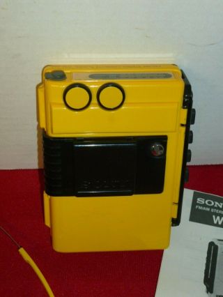Vintage Yellow SONY WM - F45 Sports AM/FM Cassette Walkman - Good - L@@K 2