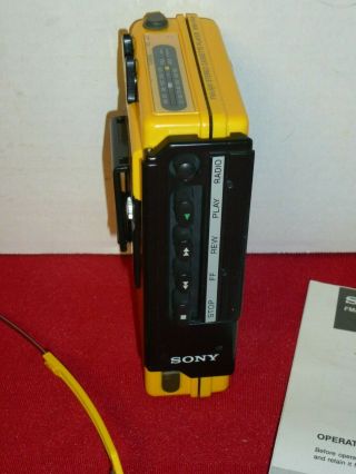 Vintage Yellow SONY WM - F45 Sports AM/FM Cassette Walkman - Good - L@@K 3