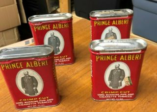 4 Vintage Prince Albert Crimp Cut Pipe Pocket Tobacco Tin