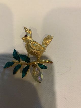 Vintage Signed Mylu Partridge In A Pear Tree 12 Days Of Christmas Pin Brooch