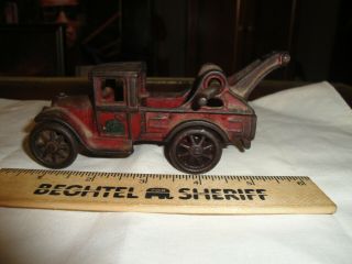 Vintage Arcade Cast Iron Red Tow Truck,  Marked " Arcade 221r ",  6 - Inches Long