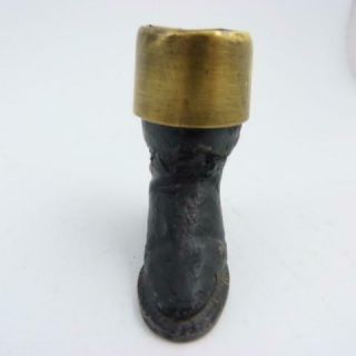 ANTIQUE CAST METAL AND BRASS MATCHHOLDER AND STRIKER IN THE FORM OF A BOOT 2