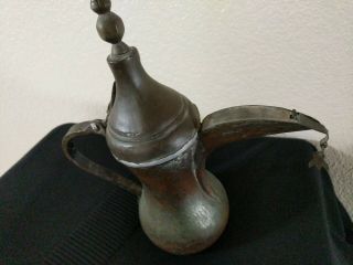 Antique Vintage Arabic Middle Eastern Turkish Brass Tin Coffee Dallah Teapot 9 